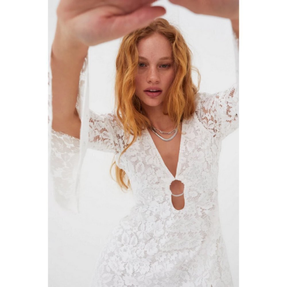 💕FOR LOVE AND LEMONS💕 Frances Lace Maxi Dress ~ White Small S NWT - Picture 4 of 16